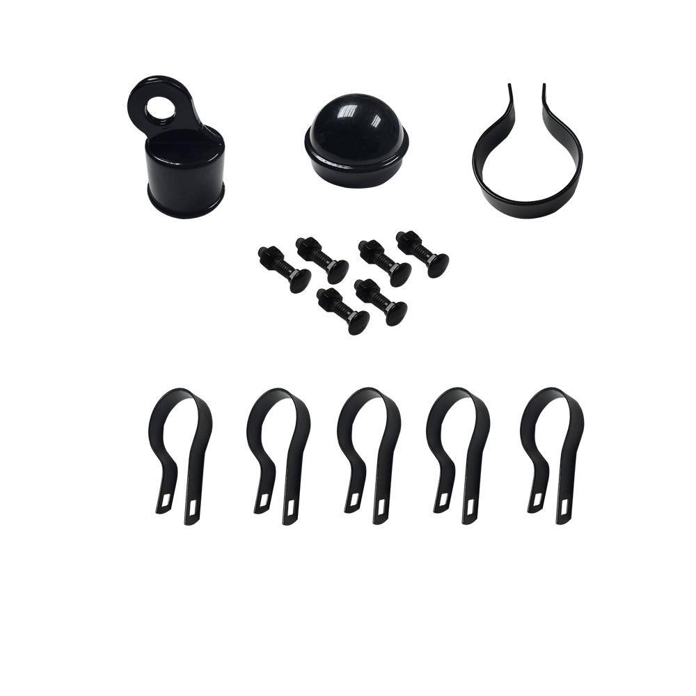 Robtec 23/8 in. Black Chain Link Fence End Post Kit EPS238BL The