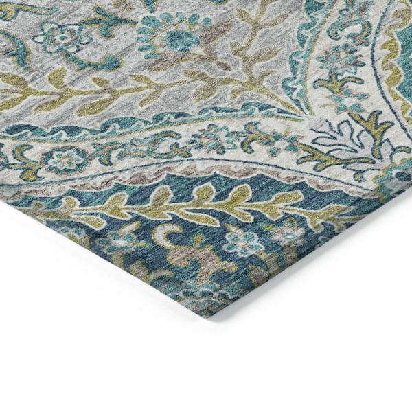 Chantille Machine Washable Indoor/Outdoor Abstract ACN1990 Teal 10 ft. x 14 ft. Area Rug