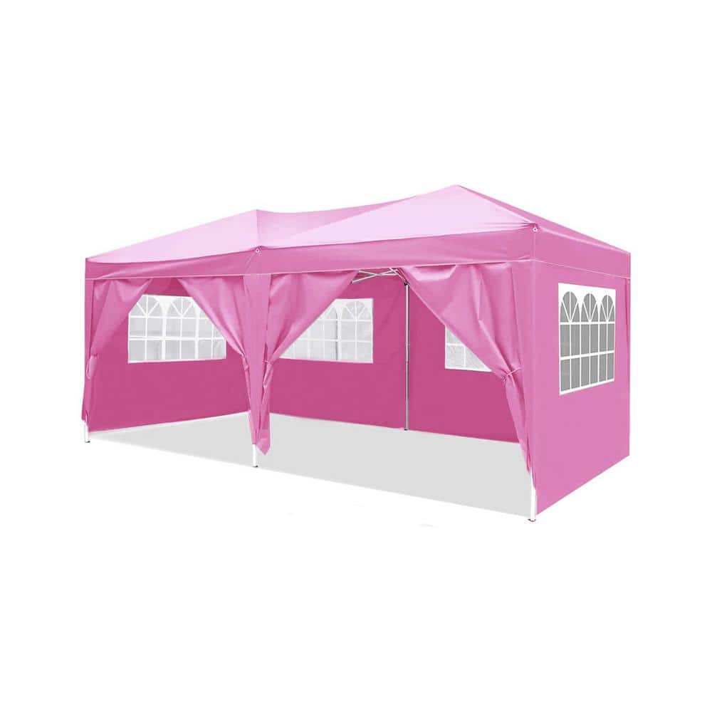 Tidoin 10 ft. x 20 ft. Pink Wedding Party Canopy Outdoor Portable
