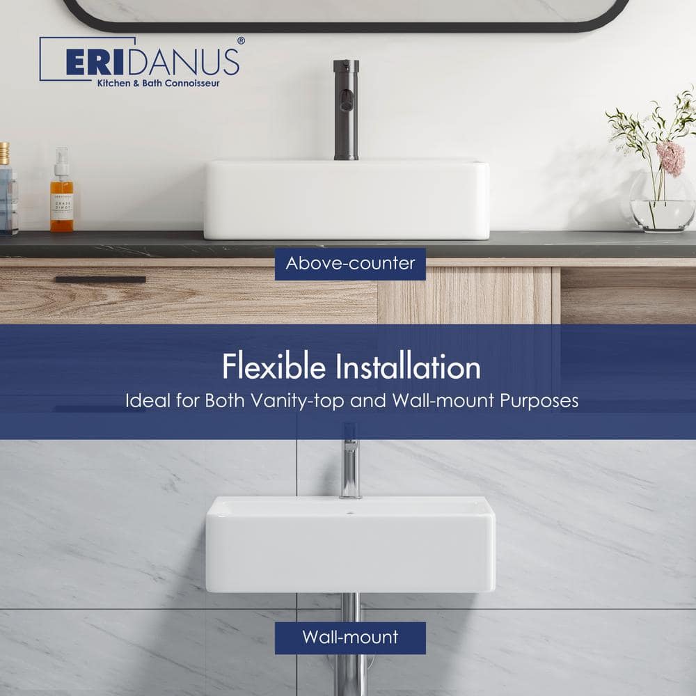 Turner 20" White Ceramic Rectangular Wall-Mount Bathroom Sink
