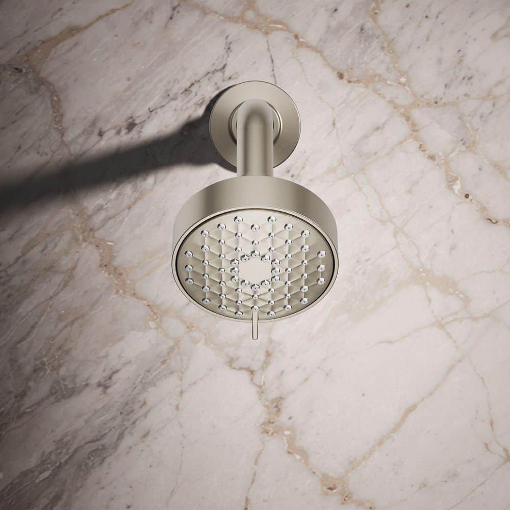 Vibrant Brushed Nickel Multifunction Wall Mounted Showerhead