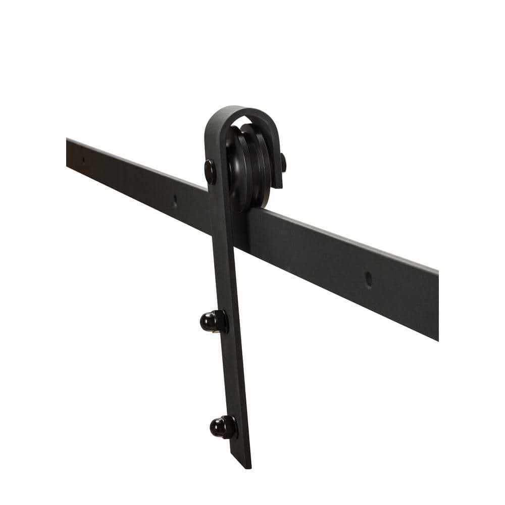 Black Solid Steel Sliding Barn Door Hardware Kit