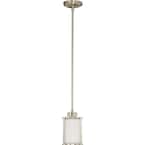 Andra 1-Light Brushed Nickel Mini-Pendant with Satin White Glass