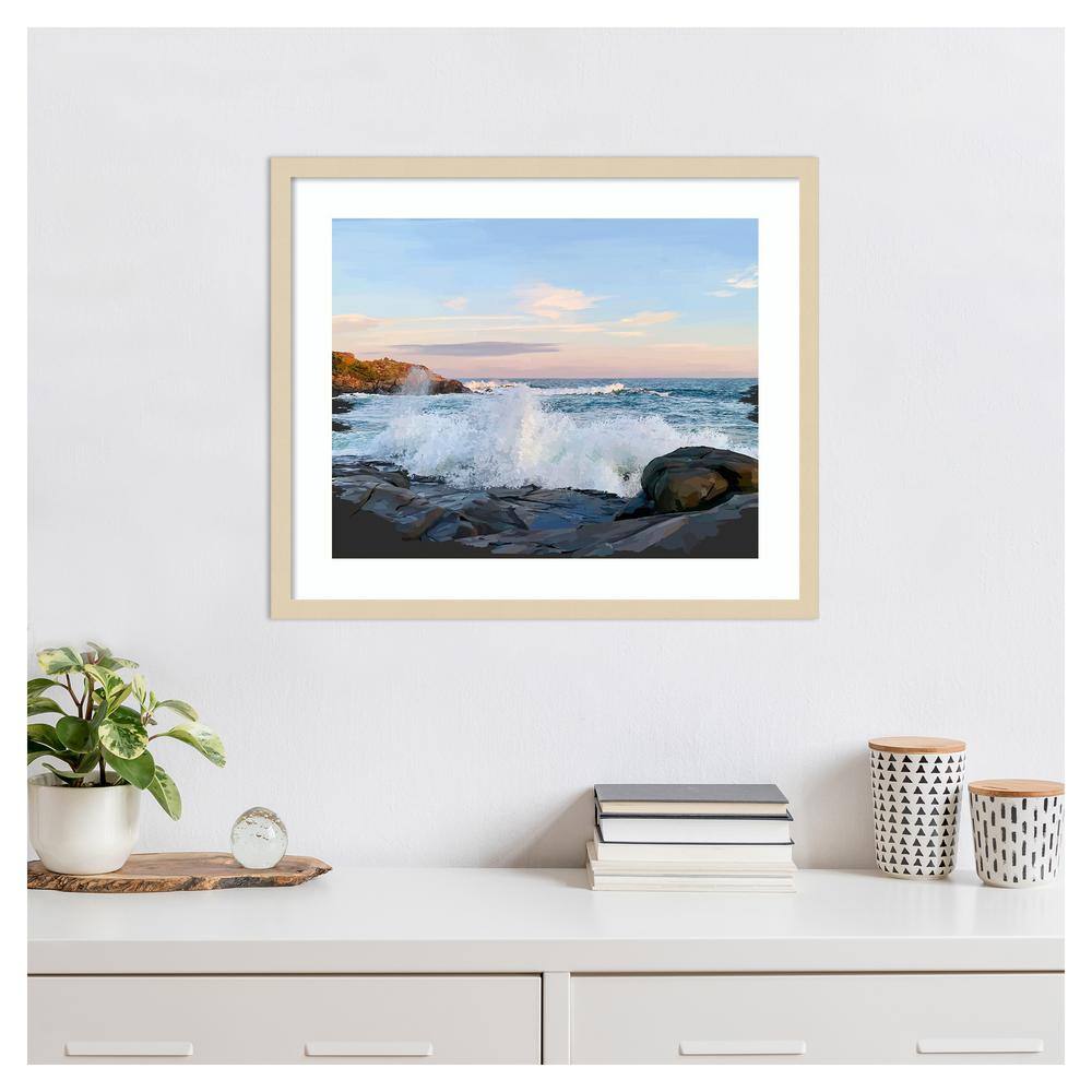 Crashing Waves Coastal Scenic Framed Photography Print, 25" Wide