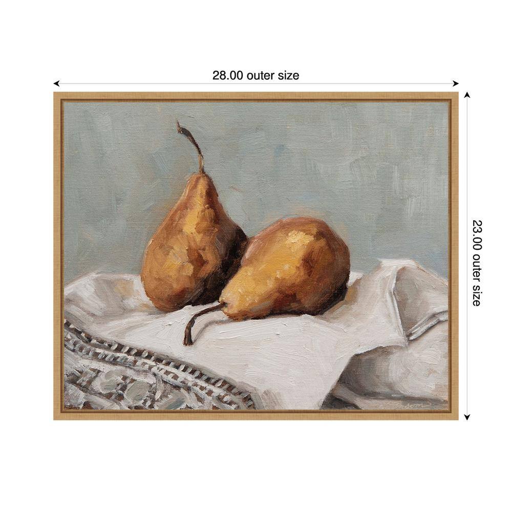 Pair of Pears II Brown Framed Canvas Wall Art Print