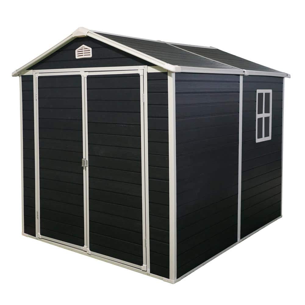 6 ft. W x 8 ft. D Outdoor Plastic Storage Shed with floor and Lockable Door