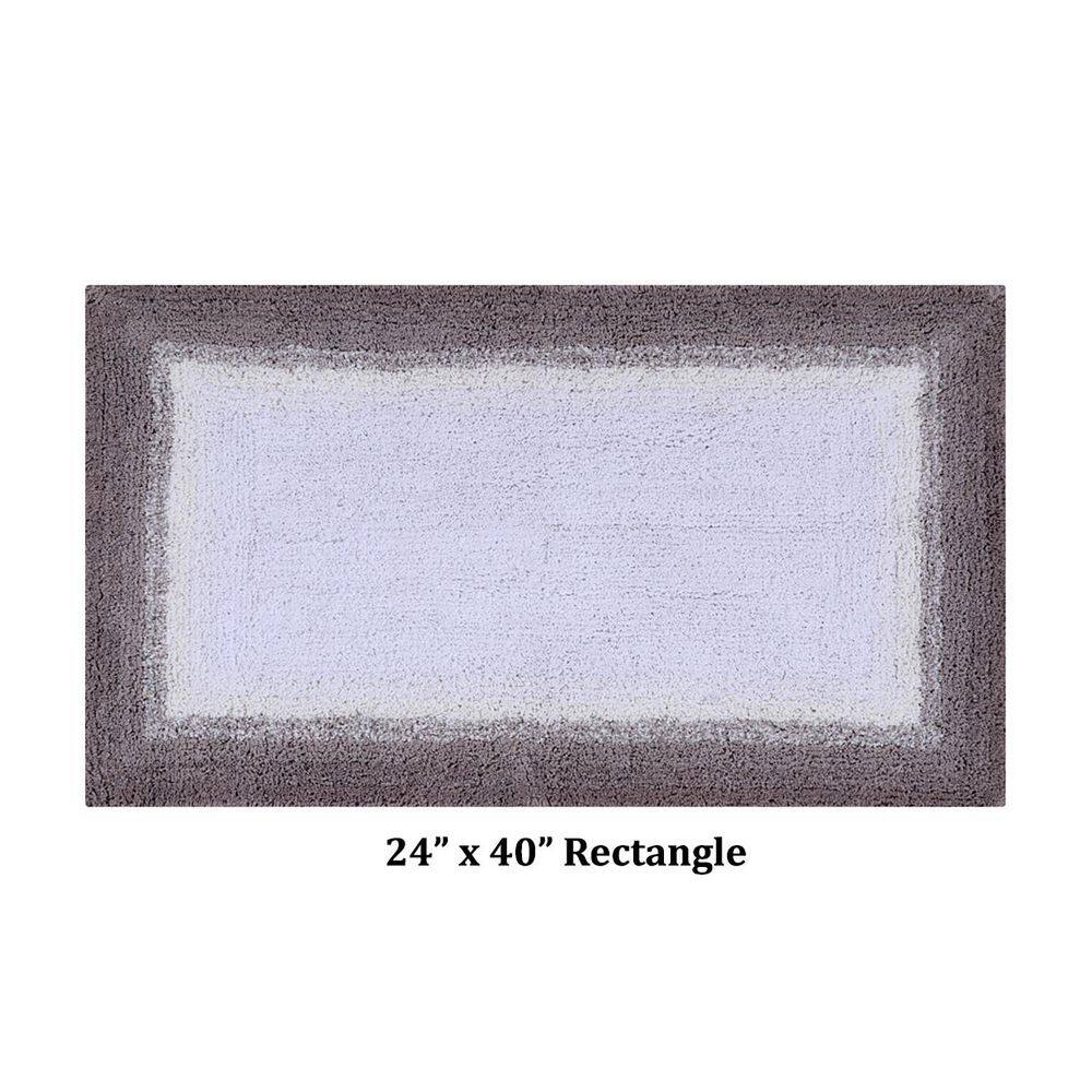 Beige and White Cotton Rectangle Bathroom Rug 24" x 40"