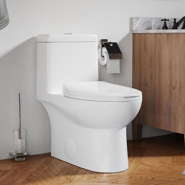 DEERVALLEY Ally 10 in. Rough in Size 1-Piece 1.1/1.6 GPF Dual Flush Elongated ADA Seat Height Toilet in Glossy White