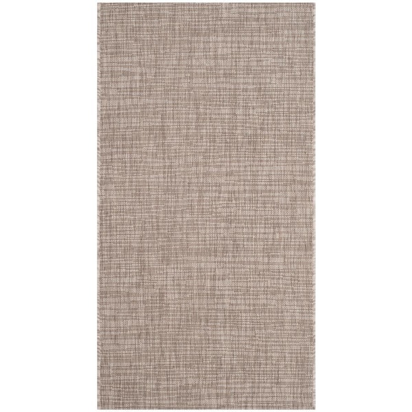 SAFAVIEH Courtyard Light Brown Doormat 3 ft. x 5 ft. Solid Indoor/Outdoor Patio Area Rug