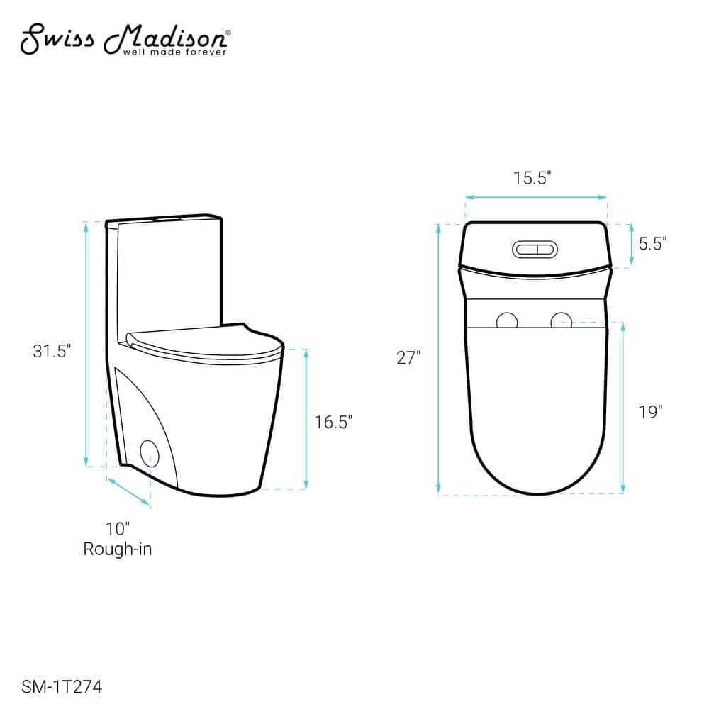 White Elongated Dual Flush High Efficiency Toilet
