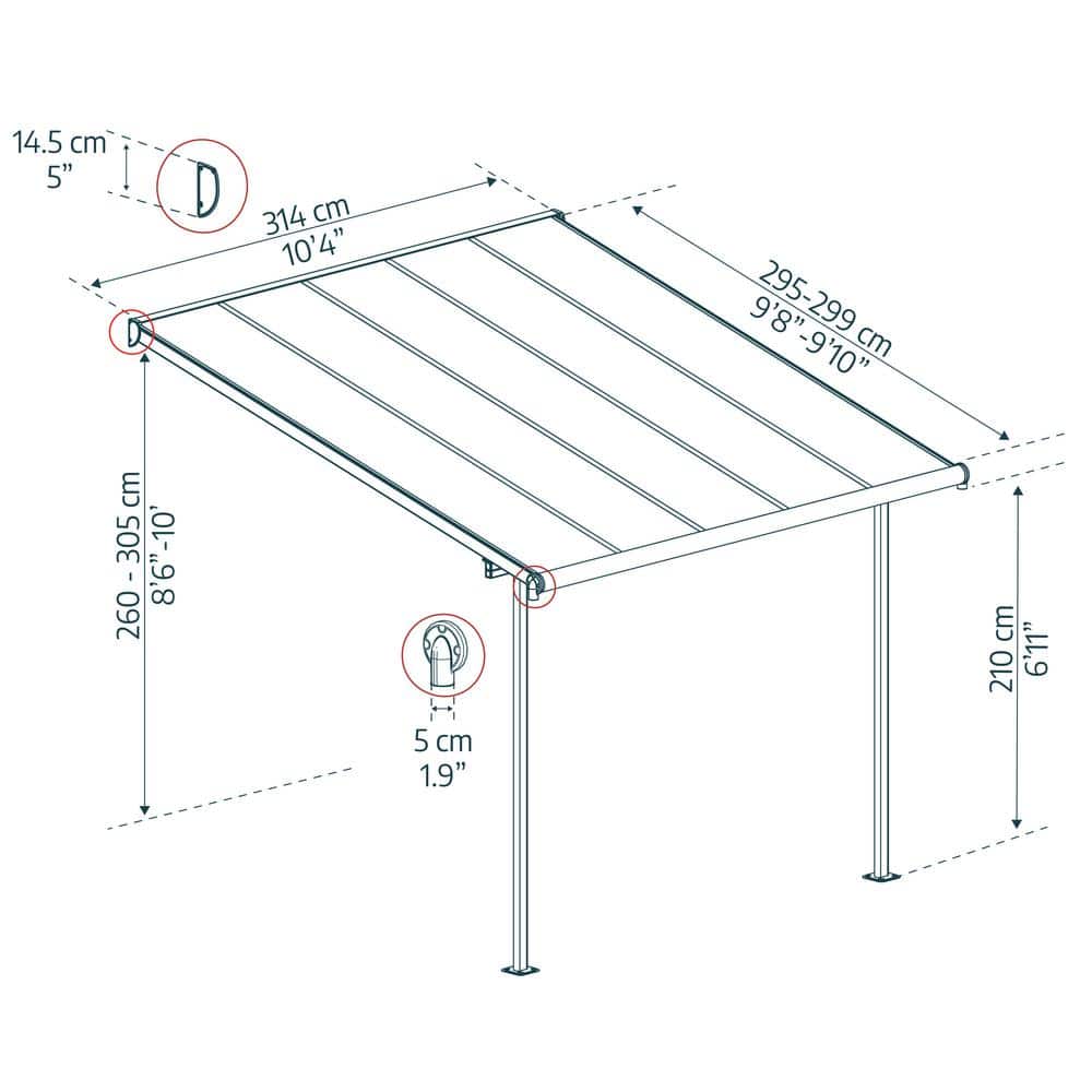 Sierra 10' x 10' Gray Polycarbonate Patio Cover