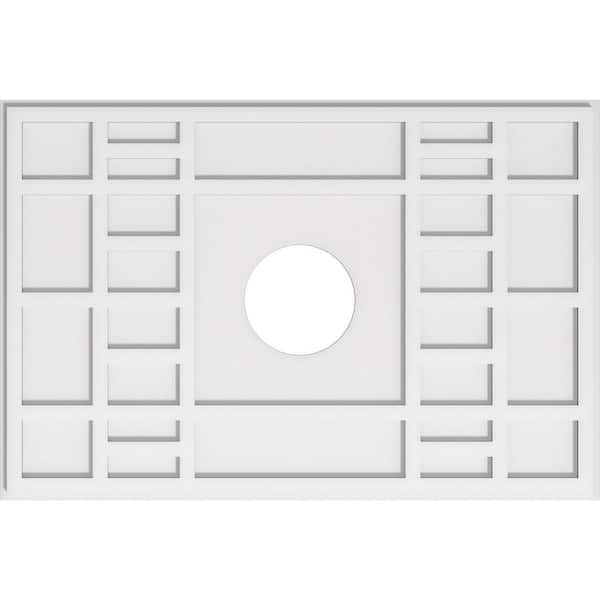Ekena Millwork 38 in. W x 25-3/8 in. H x 7 in. ID x 1 in. P Beaux Architectural Grade PVC Contemporary Ceiling Medallion