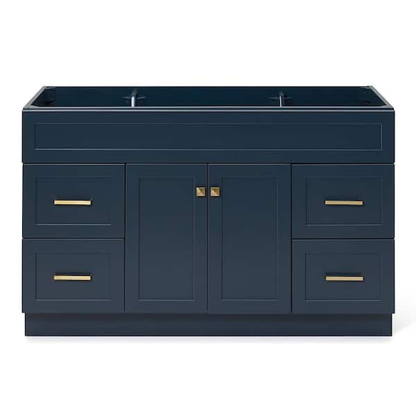 ARIEL Hamlet 54 in. W x 21.5 in. D x 34.5 in. H Freestanding Bath Vanity Cabinet without Top in Midnight Blue