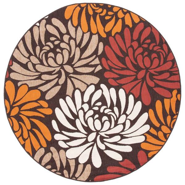 5ft Round Water Resistant, Indoor Outdoor Rugs for Patios, Front