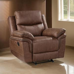 Brown Polyester Manual Glider Recliner with Gliding Hardware