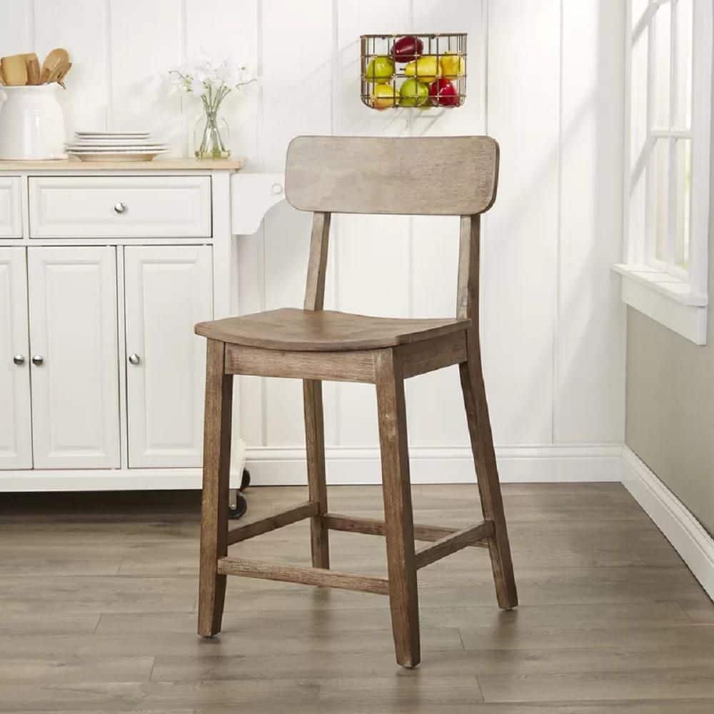 Torino 39 in. H Barnwood Wire - Brush Open Back Wood 24 in. Bar Stool with Wood Seat price history on PriceWatchPro