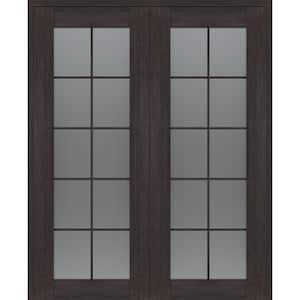 Vona 56 in. x 80 in. Both Active 10-Lite Frosted Glass Vera Linga Oak Wood Composite Double Prehung French Door