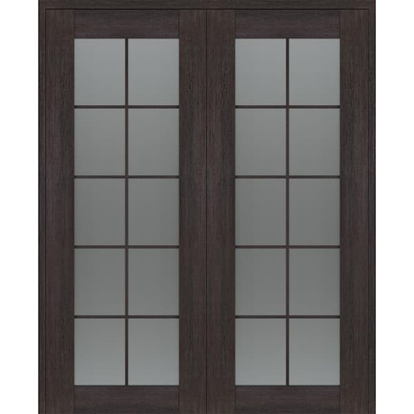 Belldinni Vona 36 in.x 80 in. Both Active 10-Lite Frosted Glass Veralinga Oak Wood Composite Double Prehung French Door