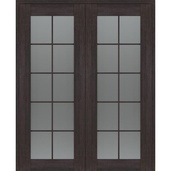 Belldinni Vona 48 in. x 80 in. Both Active 10-Lite Frosted Glass Veralinga Oak Wood Composite Double Prehung French Door