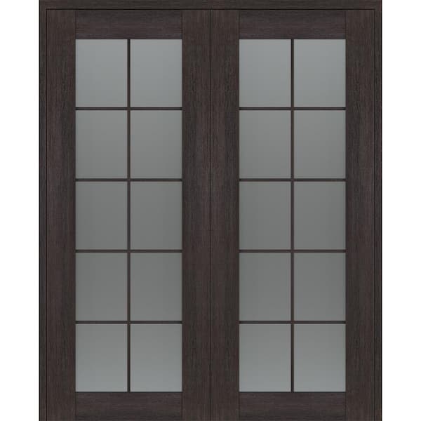 Belldinni Vona 72"x 80" Both Active 10-Lite Frosted Glass Veralinga Oak Wood Composite Double Prehung French Door