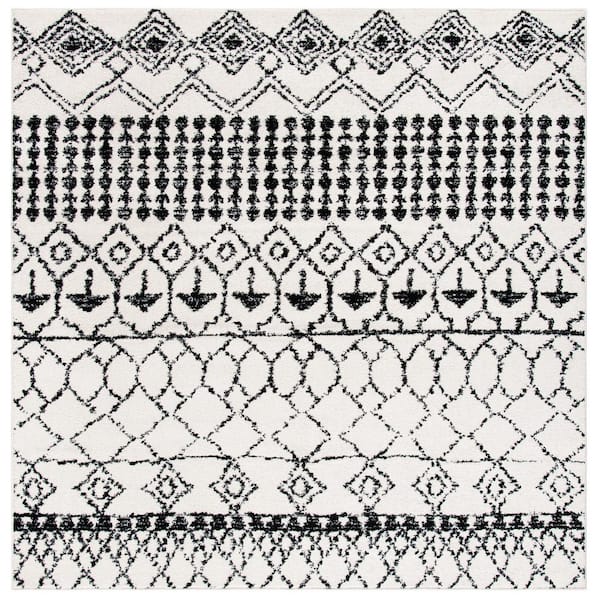 Tulum Ivory/Black 5 ft. x 5 ft. Square Moroccan Area Rug