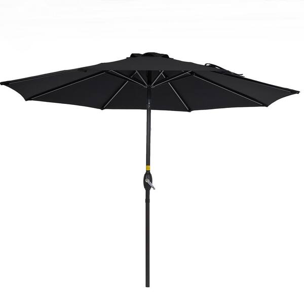 Unbranded 9 ft. Round Patio Market Umbrella with Water Resistant Push Button Tilt in Black