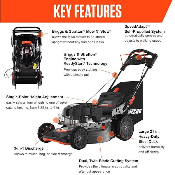 21 in. 190 cc Briggs and Stratton Gas 3-in-1 Dual Blade RWD Self-Propelled Lawn Mower with Mow N' Stow and ReadyStart