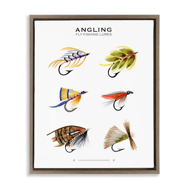 Stupell Industries Angling Fly Fishing Lures by Brett Blumenthal Brown Floater Frame Sports Graphic Art Print 21 in. x 17 in.