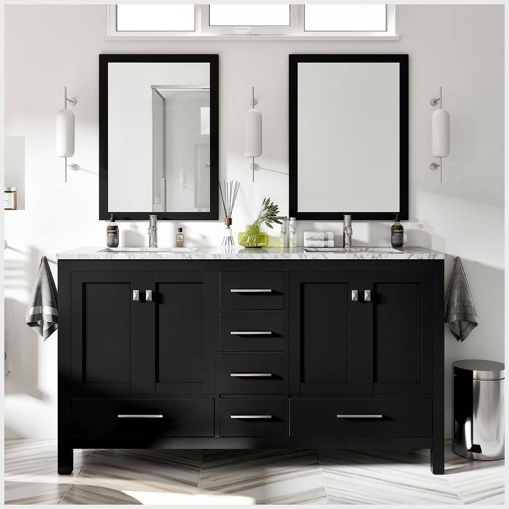 Eviva London 60 in. W x 18 in. D x 34 in. H Double Bathroom Vanity in