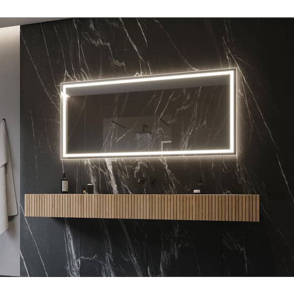 Unbranded Harmony 60 in. W x 28 in. H Rectangular Frameless Wall Mounted Bathroom Vanity Mirror 3000K LED