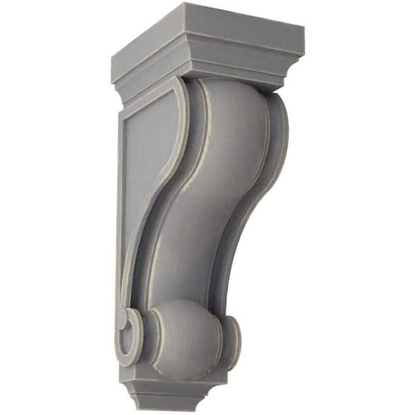 Ekena Millwork 6 in. x 16 in. x 7-1/2 in. Pebble Grey Devon Traditional Wood Vintage Decor Corbel