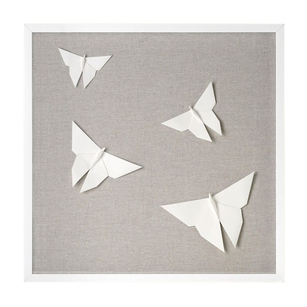 American Art Decor Frozen in Flight Paper & Linen Shadowbox Art - 18 in. x 18 in.