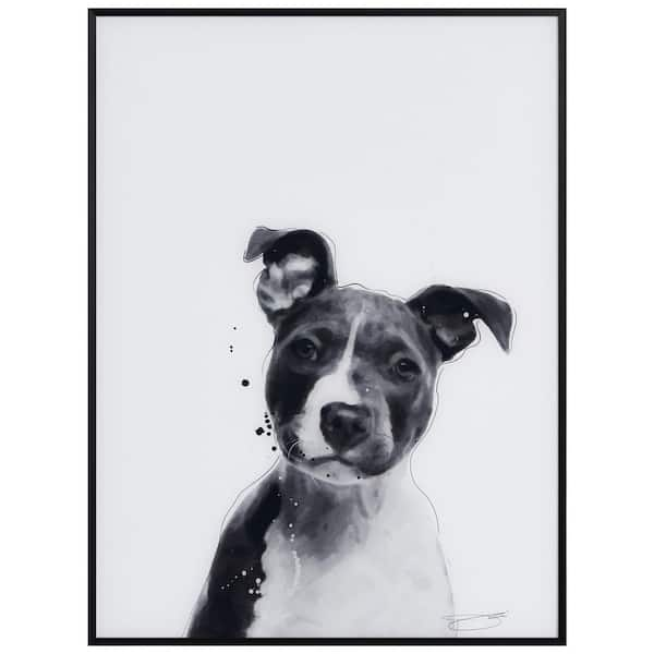 Empire Art Direct Pitbull Black and White Pet Paintings on