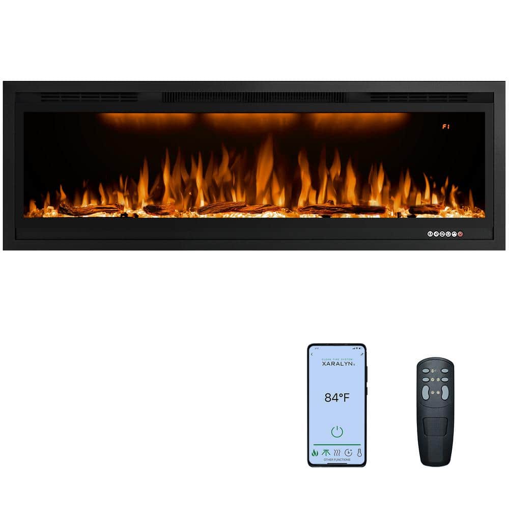 50 in. Smart Electric Fireplace Inserts with APP Control in Black