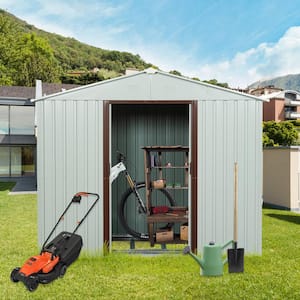 8 ft. x 4 ft. Outdoor White Metal Shed Storage with Metal Floor Base (32 sq. ft.)