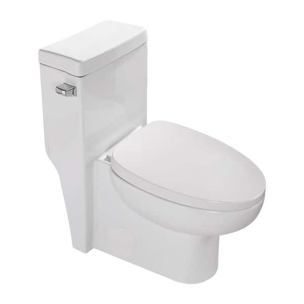 EPOWP One-Piece 1.28 GPF Single Flush Elongated Toilet in White with Soft-Close Seat