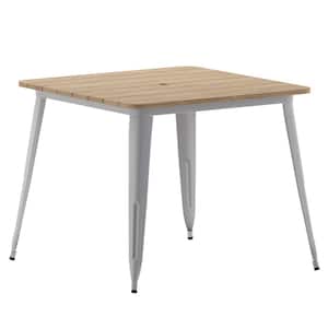 Contemporary Gray Plastic 36 in. 4-Leg Dining Table with Steel Frame (Seats 4)