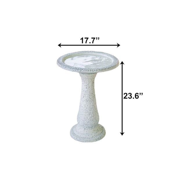 23.6 in. Tall Yellow Fiber Stone Birdbaths with Round Pedestal and Base (Set of 2)