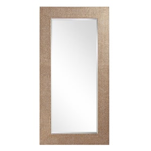 Large Silver Leaf Plastic Beveled Glass Art Deco Mid-Century Modern Mirror (60 in. H X 30 in. W)