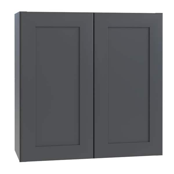 Home Decorators Collection Newport 24 in. W x 12 in. D x 30 in. H Assembled Plywood Wall Kitchen Cabinet in Deep Onyx with Soft Close