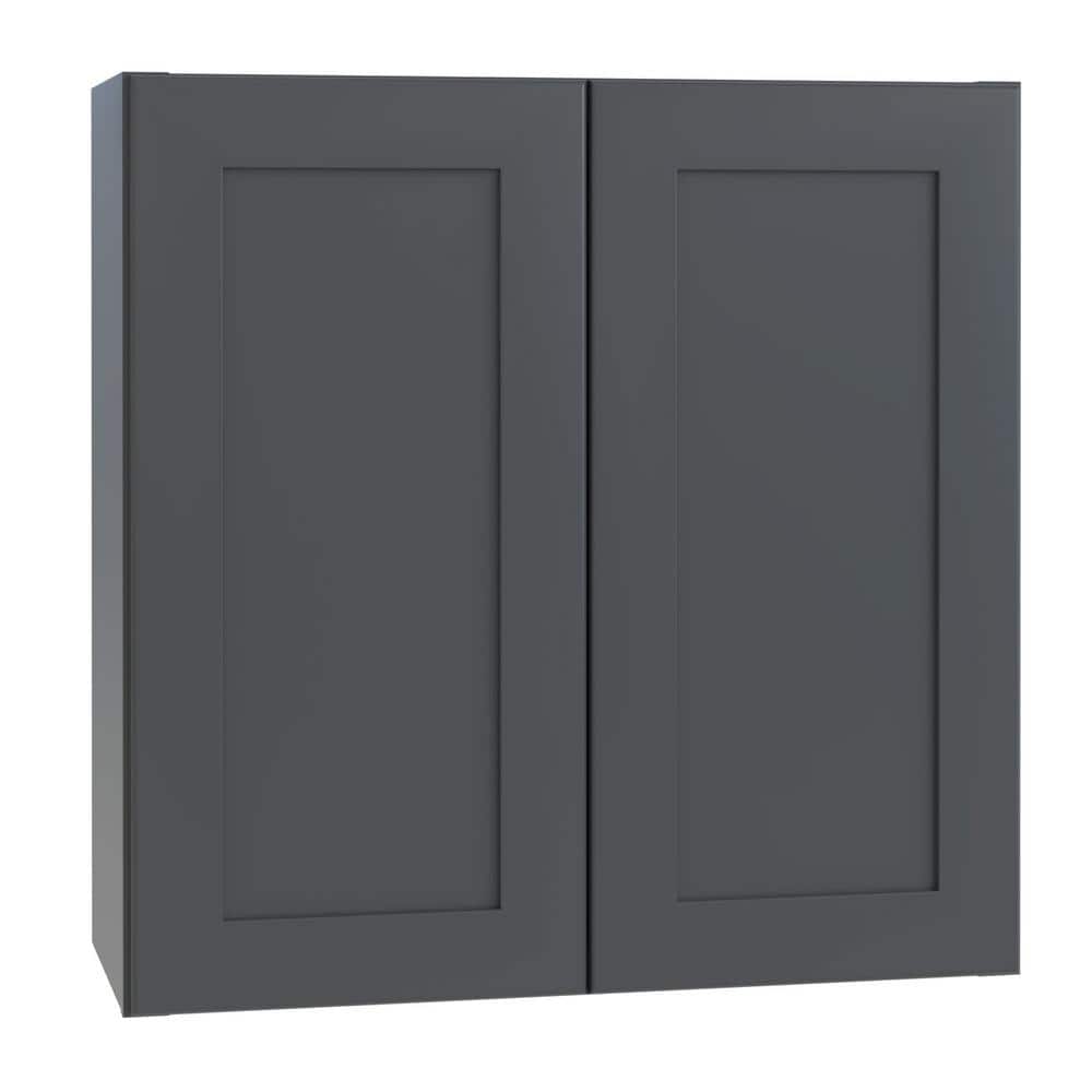 Newport 27 in. W x 12 in. D x 30 in. H Assembled Plywood Wall Kitchen Cabinet in Deep Onyx with Soft Close price history on PriceWatchPro