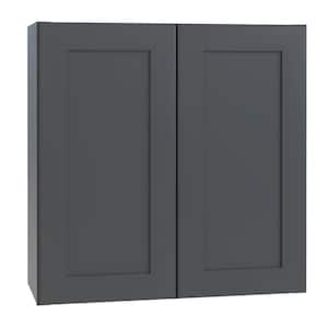 Newport 27 in. W x 12 in. D x 30 in. H Assembled Plywood Wall Kitchen Cabinet in Deep Onyx with Soft Close