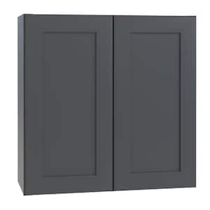 Newport Deep Onyx Plywood Shaker Assembled Wall Kitchen Cabinet Soft Close 24 in W x 12 in D x 30 in H