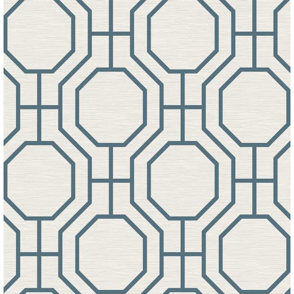 A-Street Prints Manor Geometric Trellis Blue Nonpasted Non Woven Wallpaper Sample