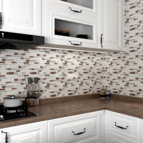 DICOFUN Peel And Stick Backsplash Tile – Sandstone PVC Sheet, 11.7" X 11.4", Waterproof & Heat Resistant For Kitchen, Bathroom, Laundry Room