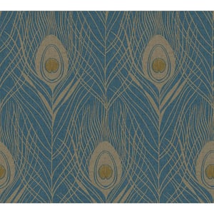 Strippable Prosperity Blue Feather Wallpaper