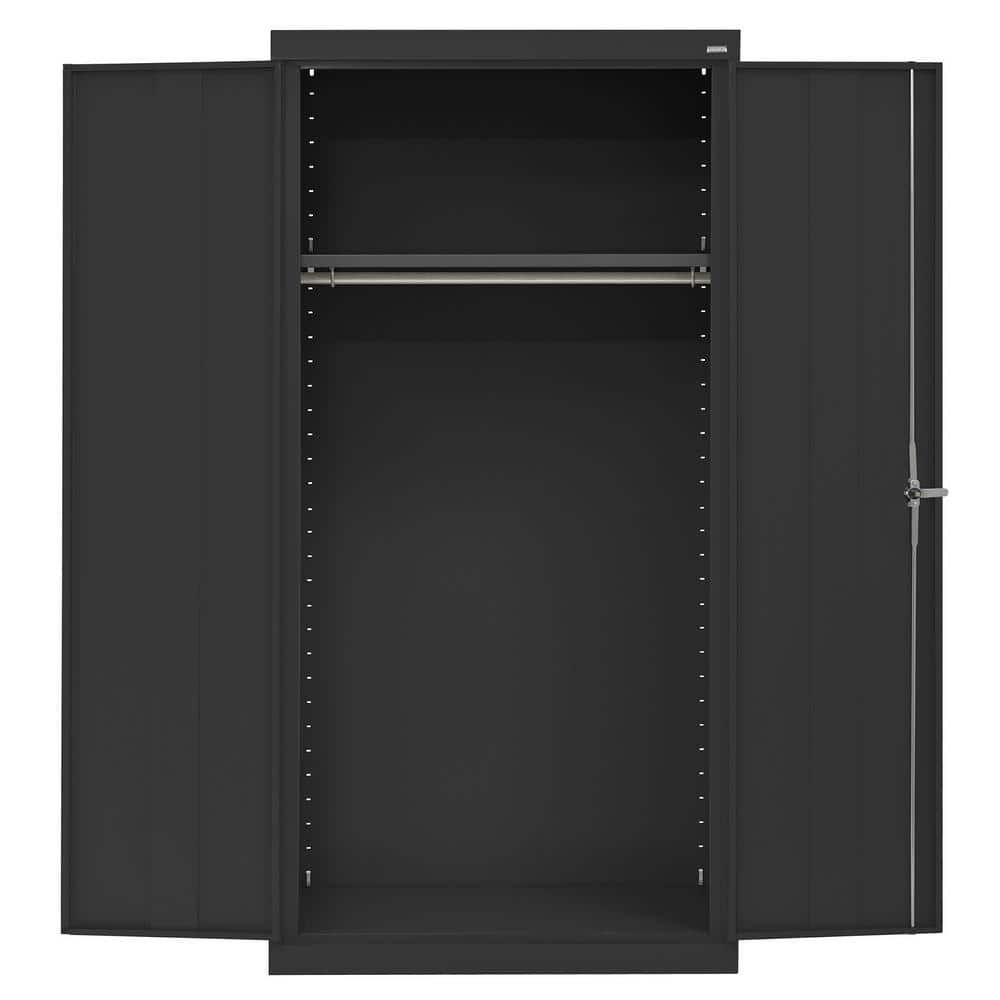 Classic Black Steel Wardrobe Cabinet with Adjustable Shelf