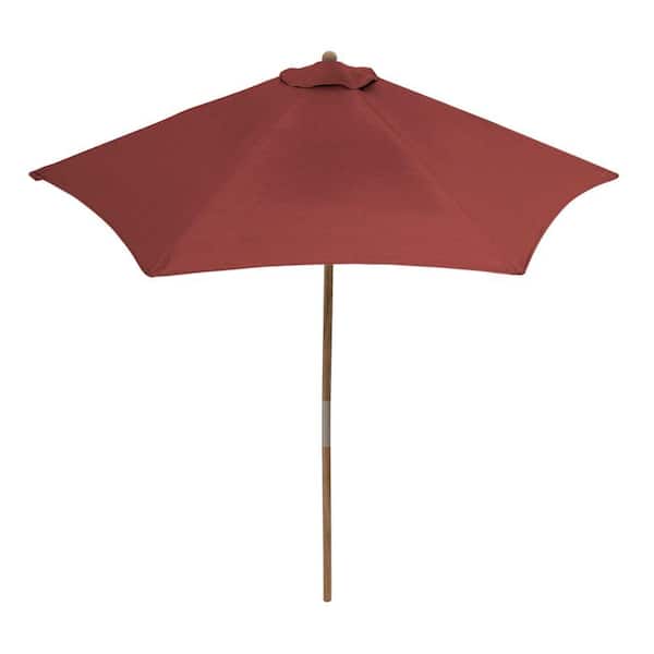 Hampton Bay 9 ft. Teak Patio Umbrella in Sunbrella Canvas Henna
