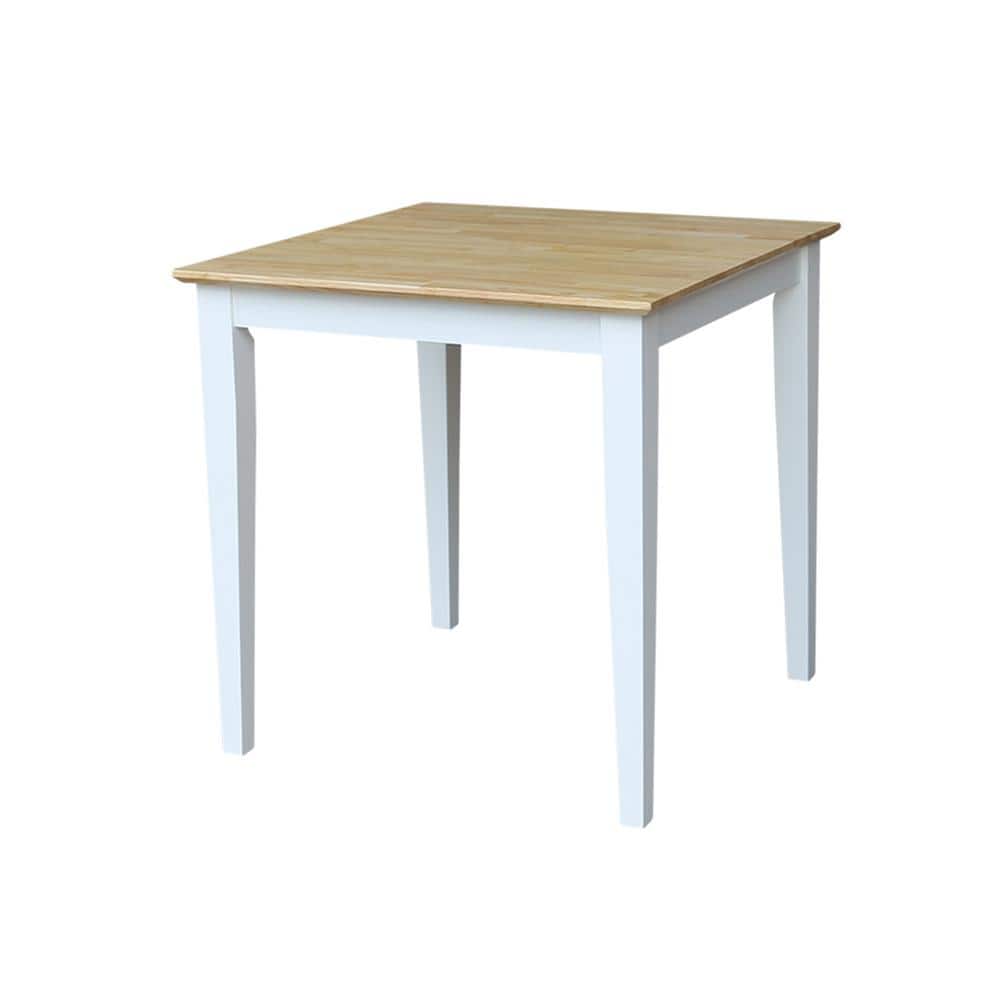 White and Natural Square Wood Dining Table