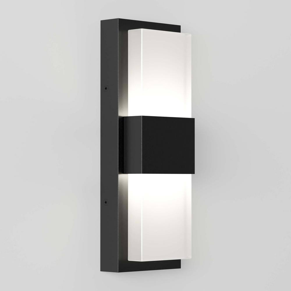 Medium Black Steel Modern Outdoor LED Lantern Sconce
